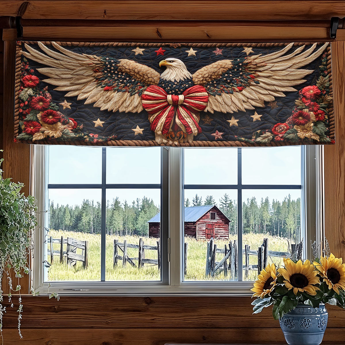 Bald Eagle Blessing WN1206005CL Quilted Valance