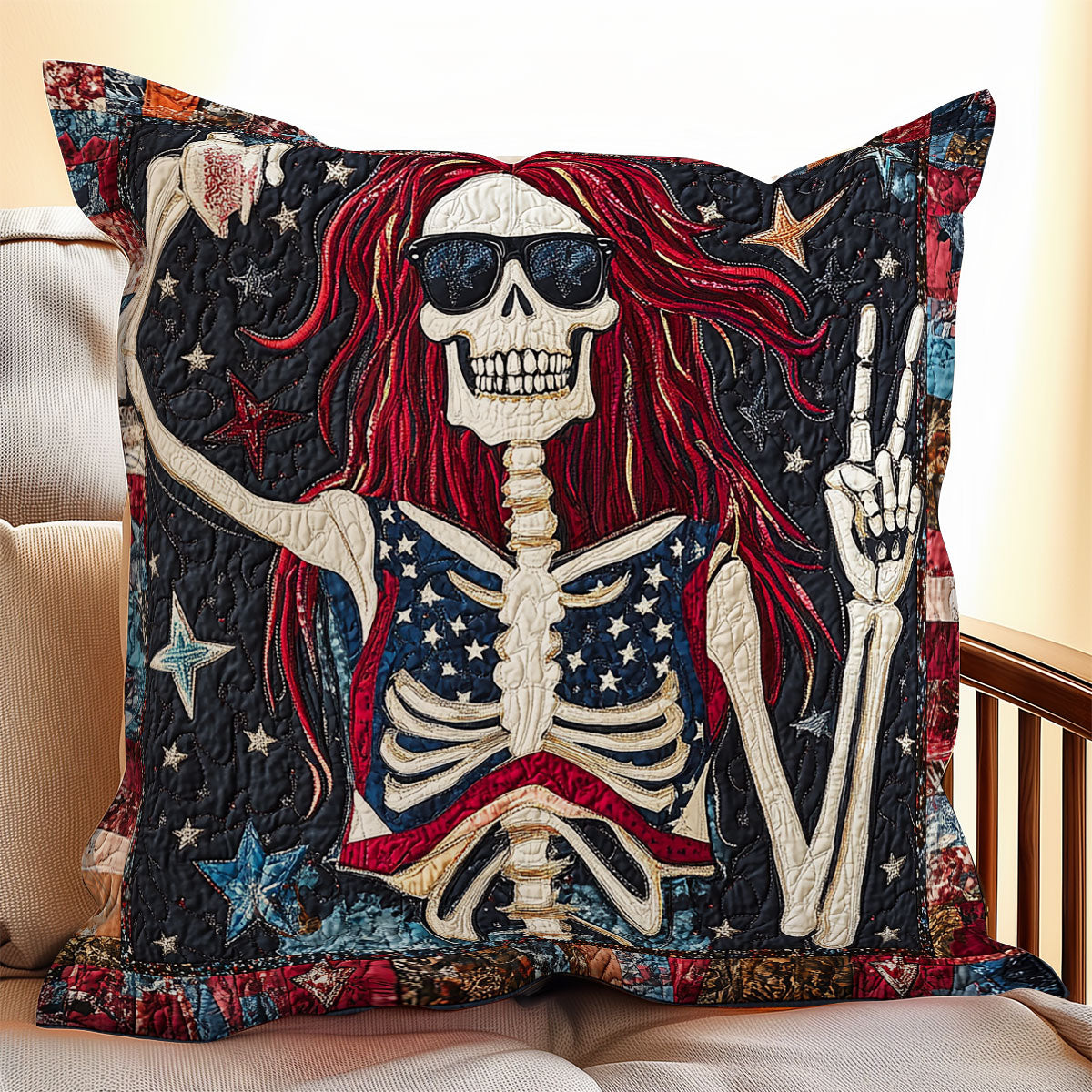 Happy Skull WX0406092CL Quilt Pillow Case