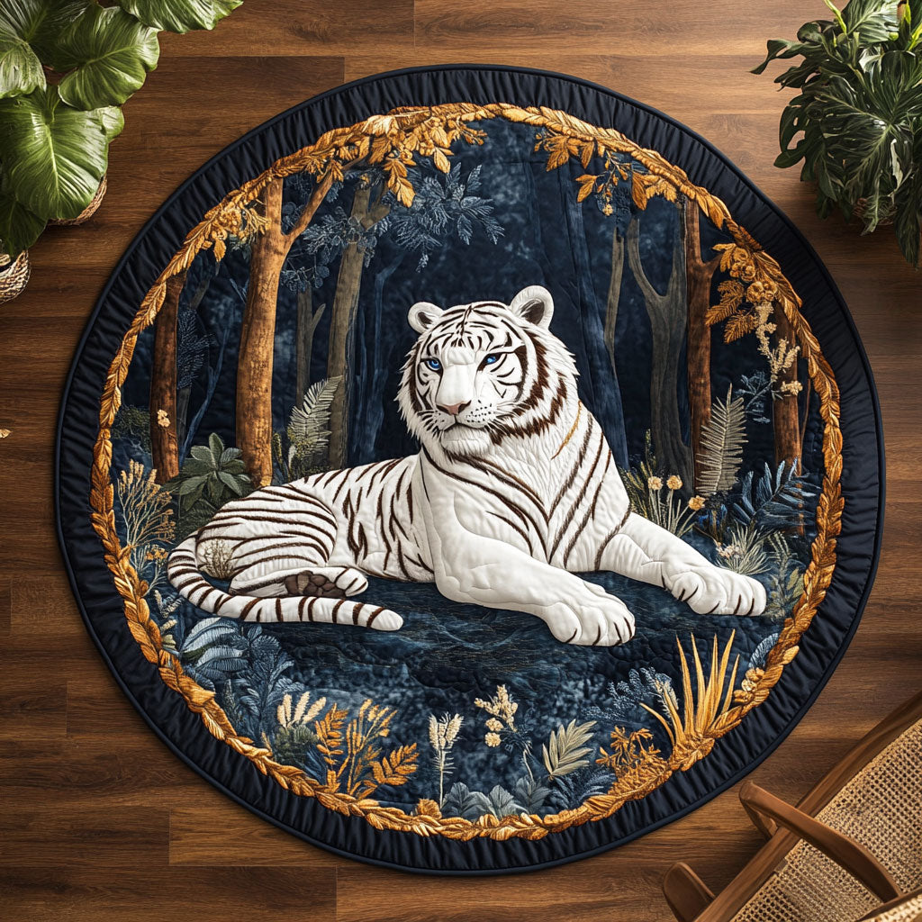 Majestic White Tiger WJ2403037CL Quilted Round Mat