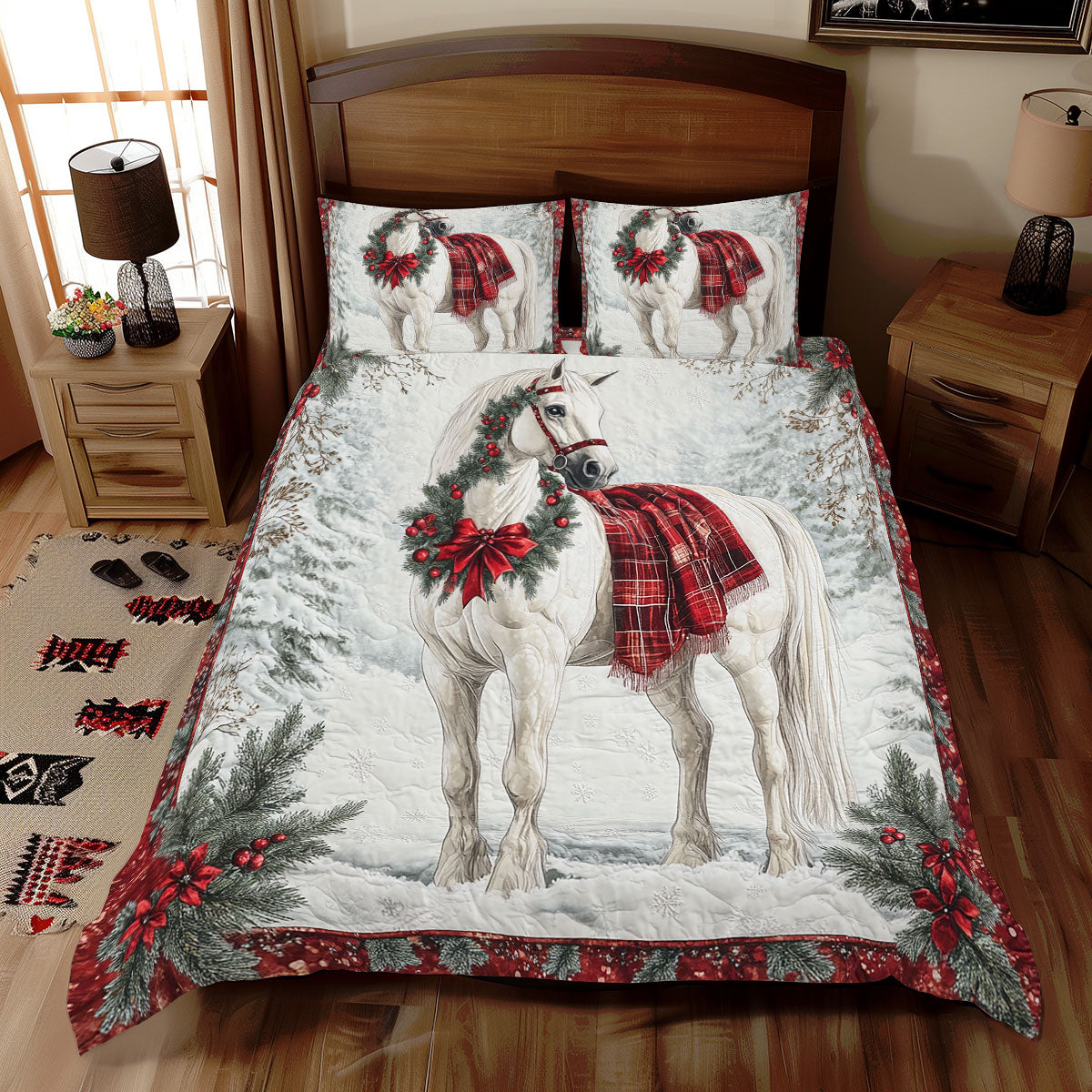 Horse Christmas WX1612064CL Duvet Cover Set