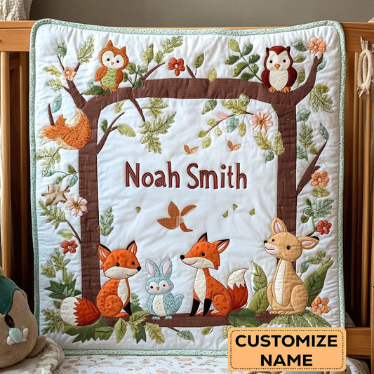 Little Woodland Wonders WY1807028CL Personalized Baby Quilt
