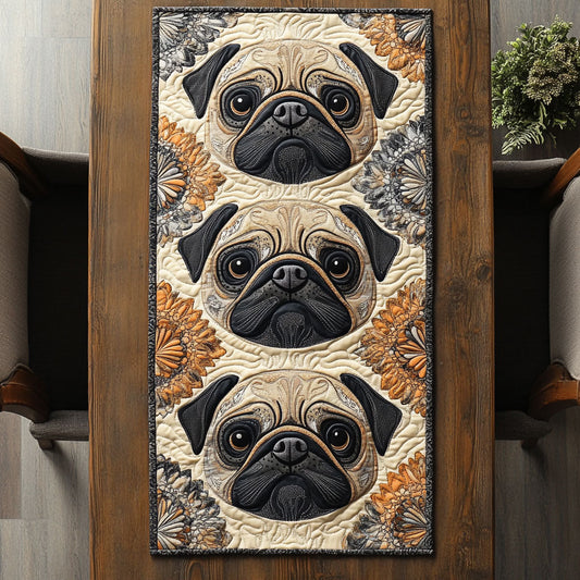 Puppy Pug WJ0505022CL Quilted Table Runner