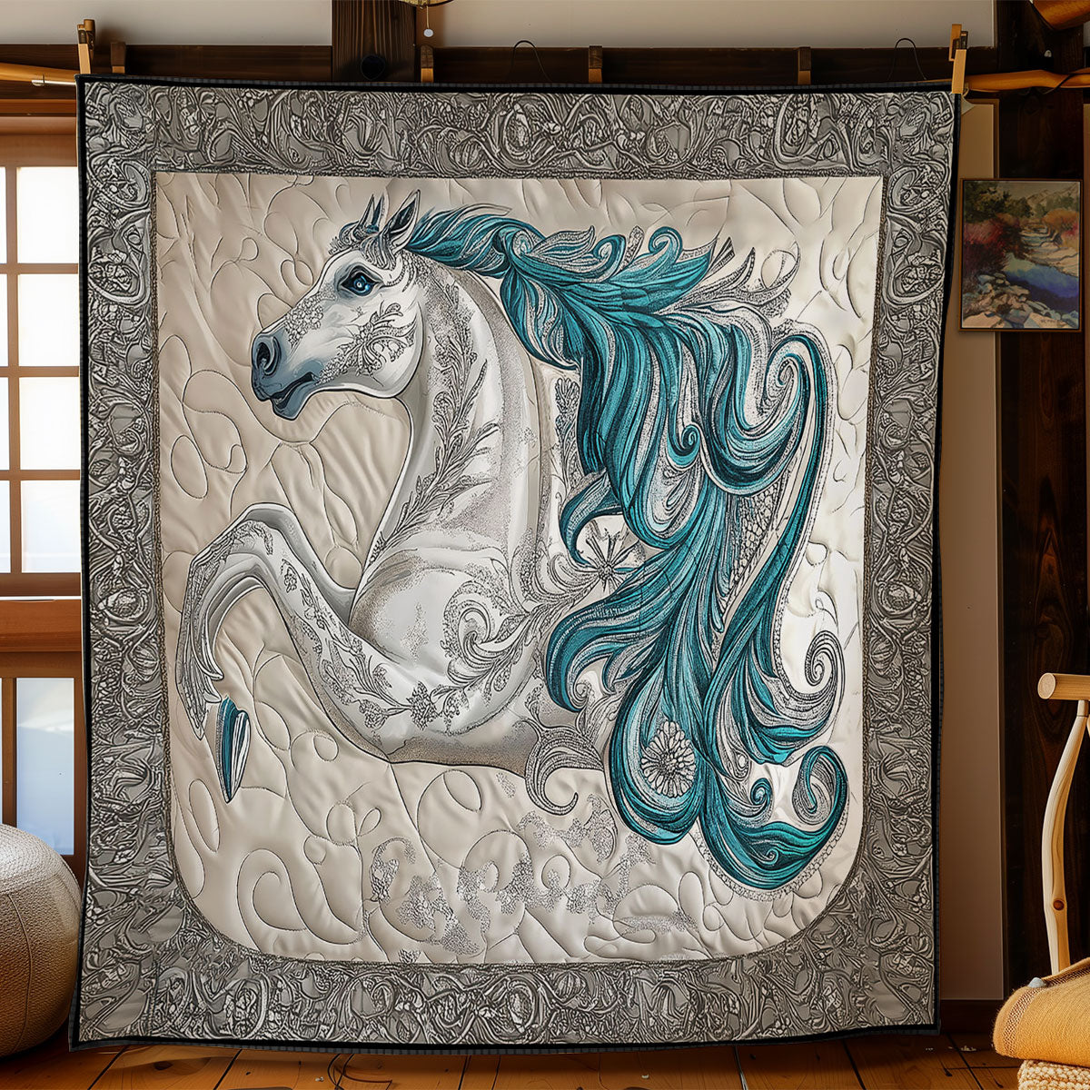 Teal Horse WY0801063CL Quilt