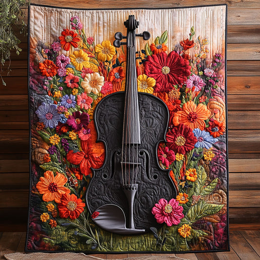 Floral Black Violin CW0606009CL Quilt