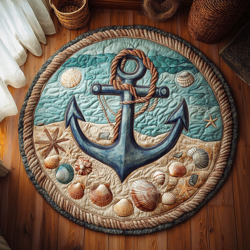 Sandy Shore WY1106037CL Quilted Round Mat