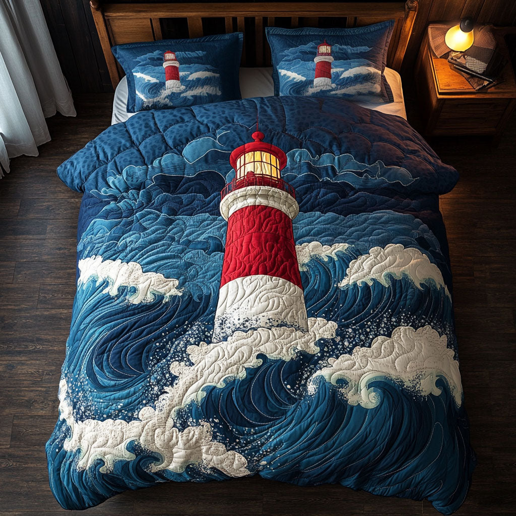 Lighthouse In Wave WY3105015CL Duvet Cover Set