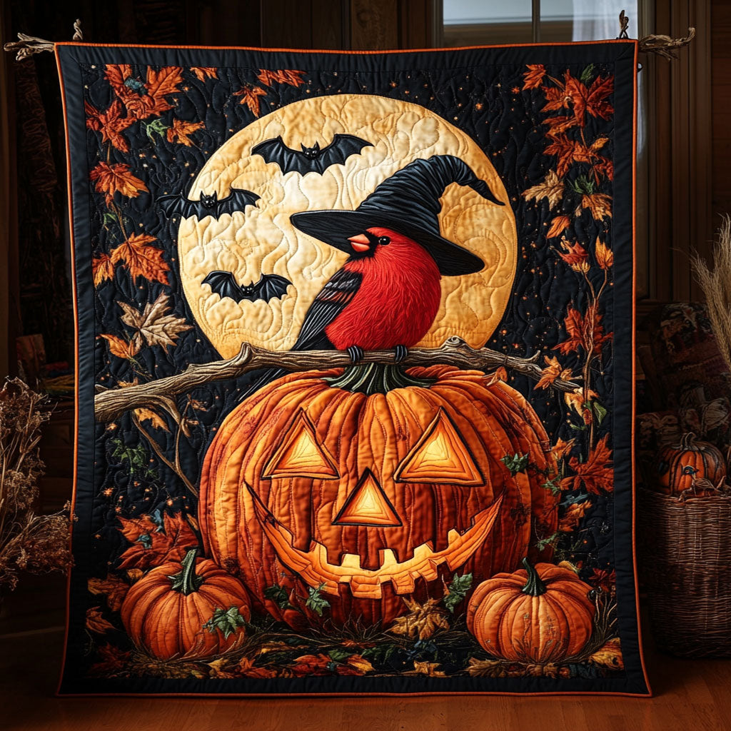 Pumpkin Halloween Cardinal WY2008021CL Quilt Quilt