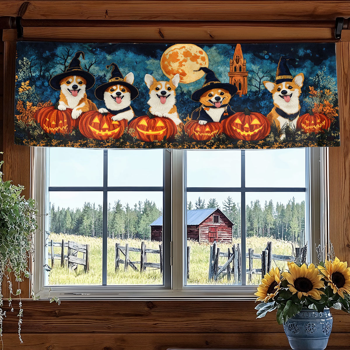 Spooky Corgi WN3107062CL Quilted Valance