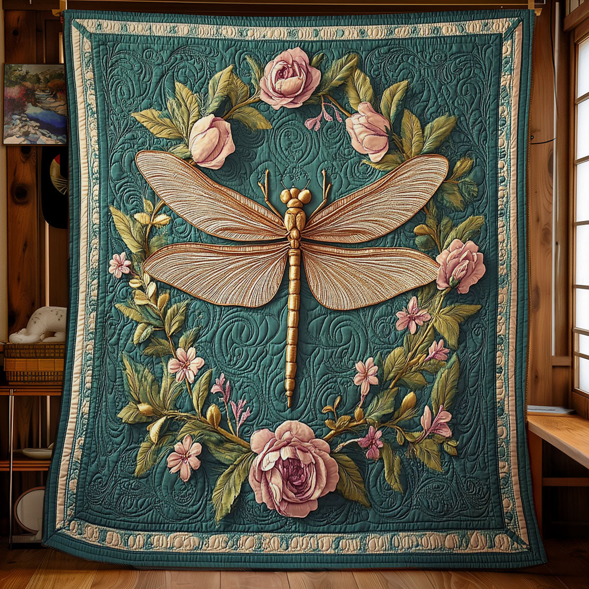 Magnolia Wreath Dragonfly WY2403035CL Quilt