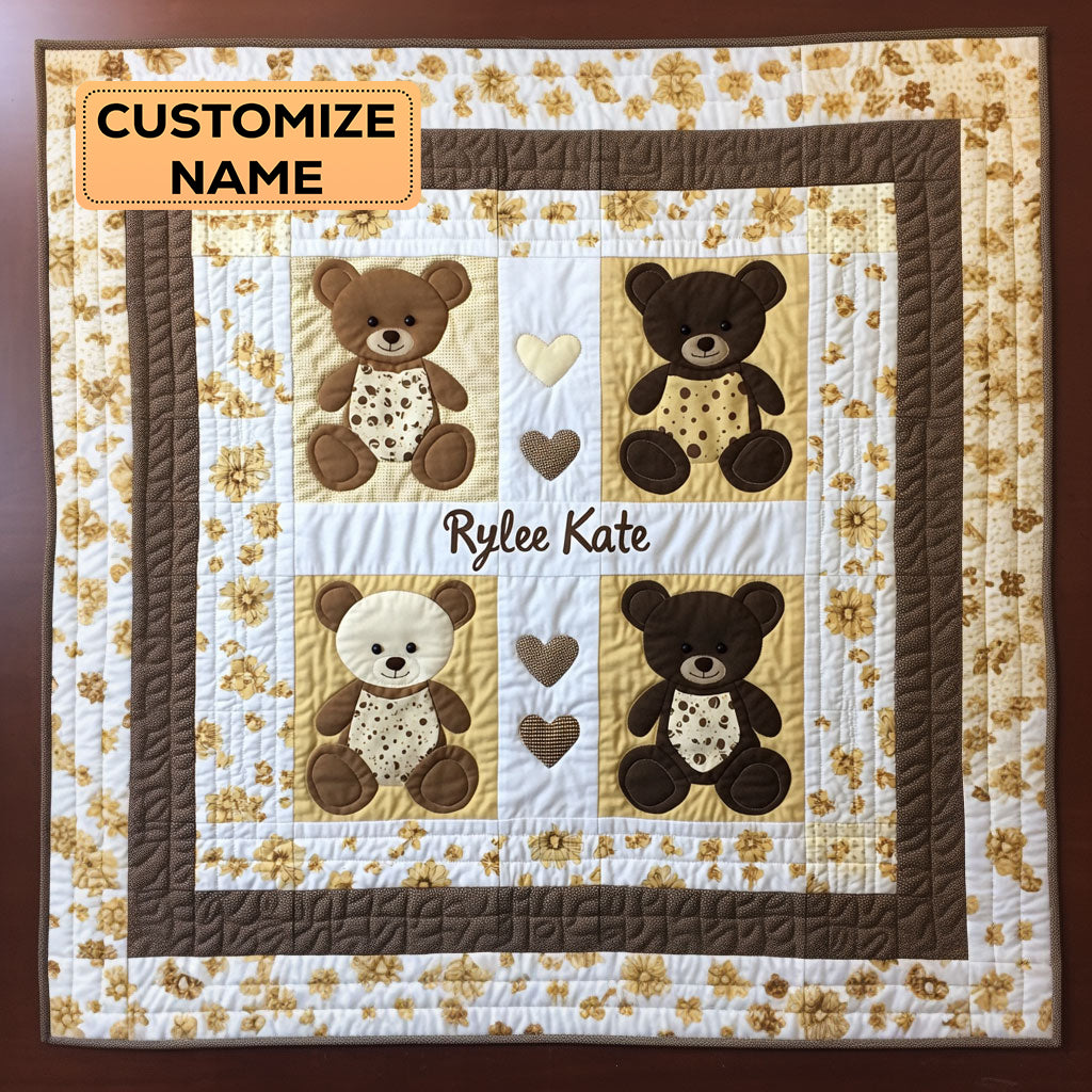 Bear Hug WJ1707002CL Personalized Baby Quilt