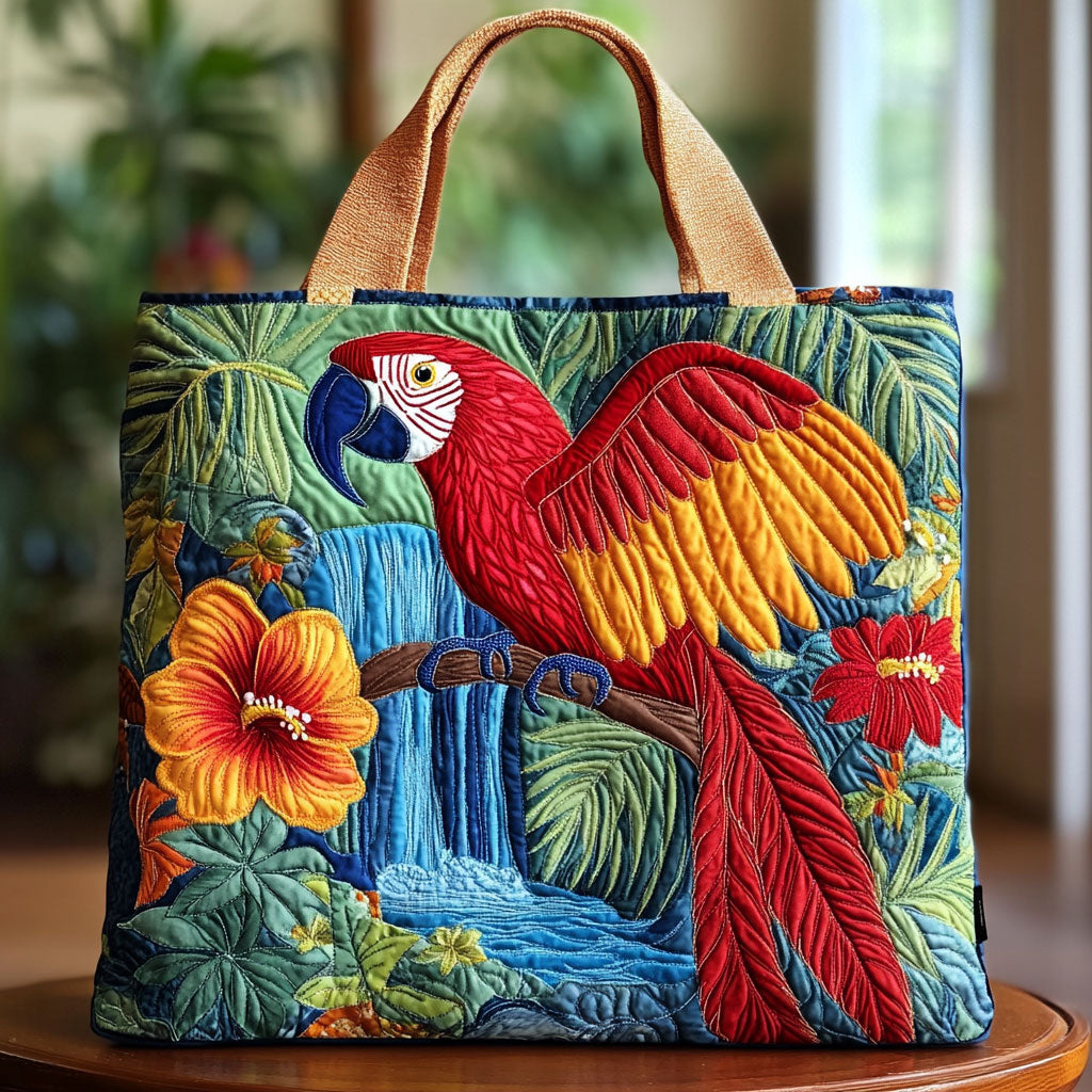 Tropical Parrot Forest CW2609022CL Quilted Tote Bag