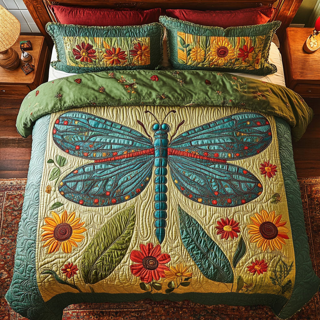 Dragonfly In Sunflower Garden WY2502023CL Duvet Cover Set