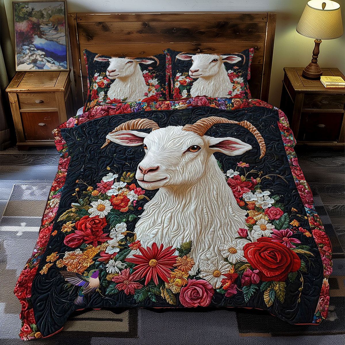 Flower Bighorn Sheep WY1612045CL Duvet Cover Set