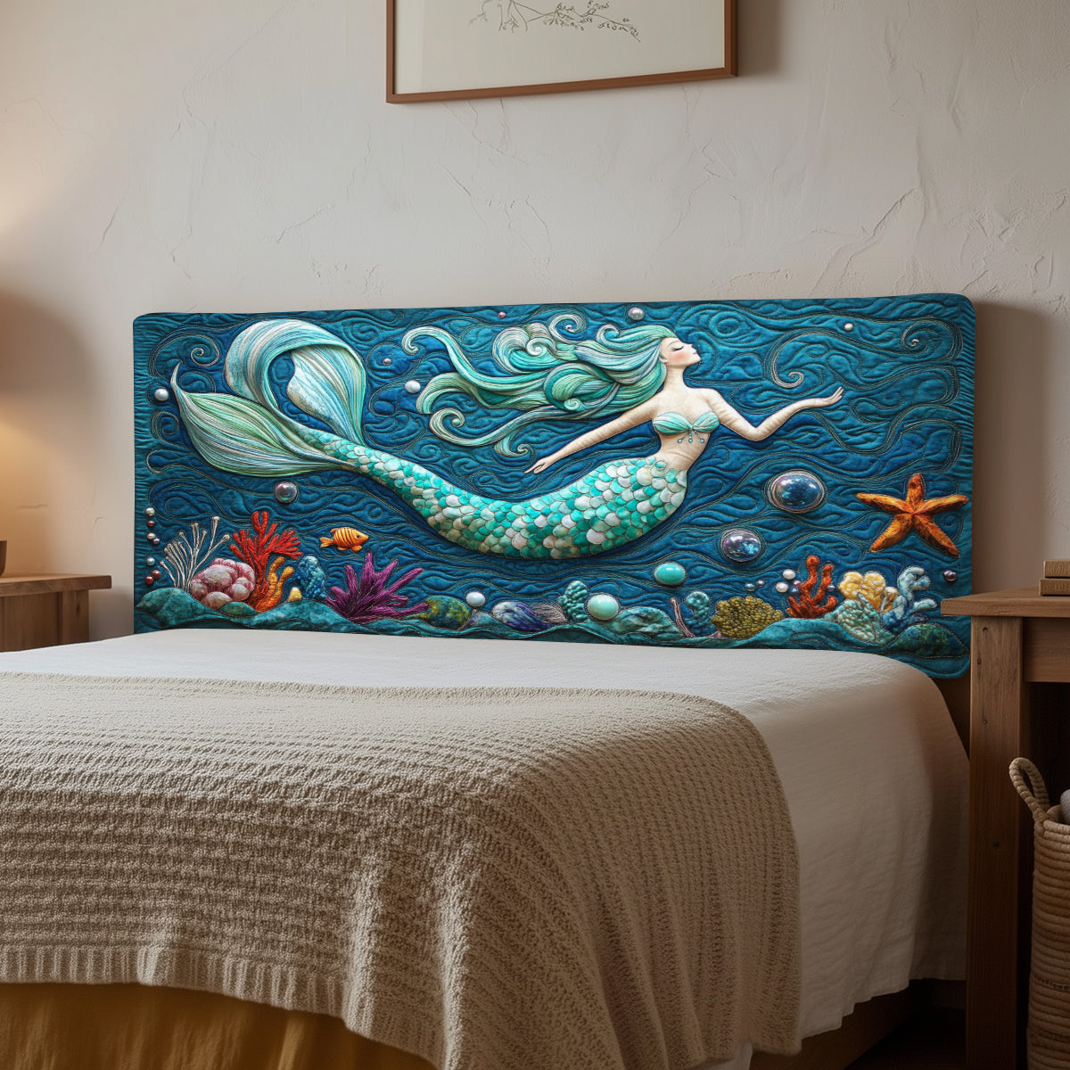 Dreamy Mermaid XR1212002CL Quilted Headboard Slipcover