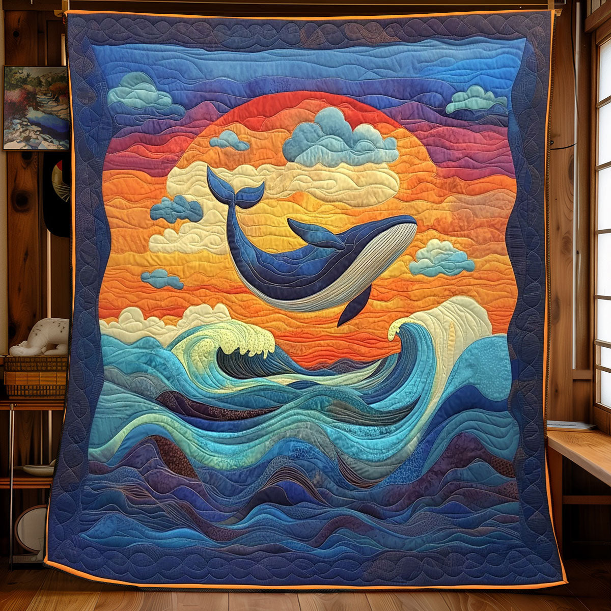 Dreamy Sunset Whale WP0104025CL Quilt