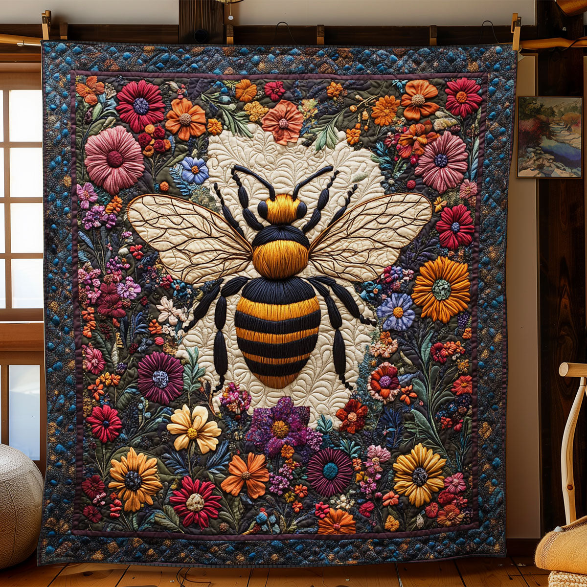 Bee In Floral Garden WY1903002CL Quilt