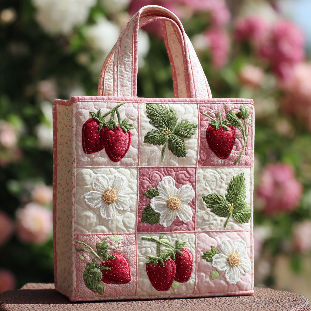Blush Strawberry Elegance CW2609003CL Quilted Tote Bag
