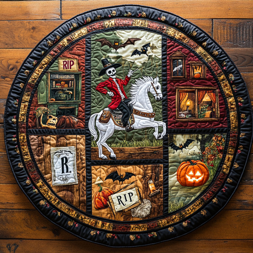 The Ghostly Rider WY2008094CL Quilted Round Mat