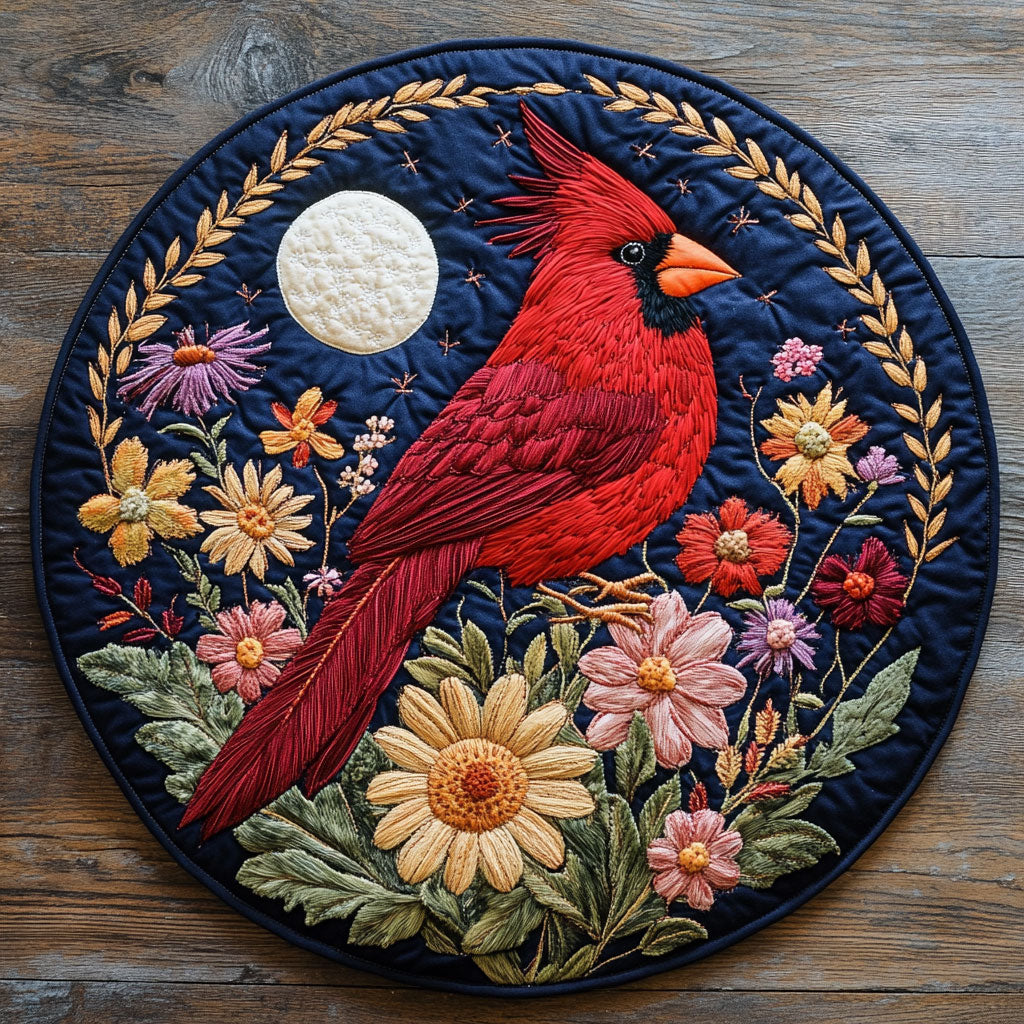 Cardinal Spring Is Calling WU2203026CL Quilted Round Mat