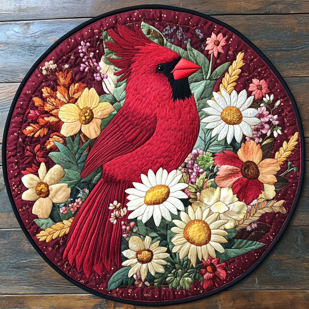 Cardinal Spring Is Calling WU2203027CL Quilted Round Mat