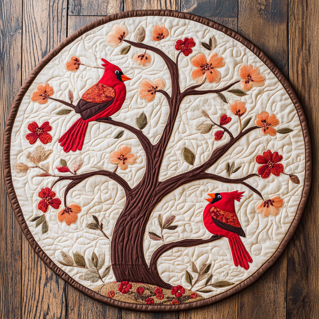 Cardinal’s Secret Garden WU2003042CL Quilted Round Mat