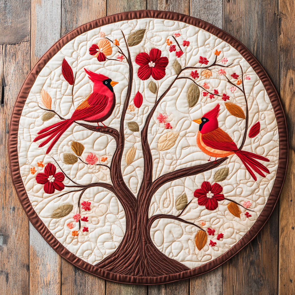 Cardinal’s Secret Garden WU2003043CL Quilted Round Mat