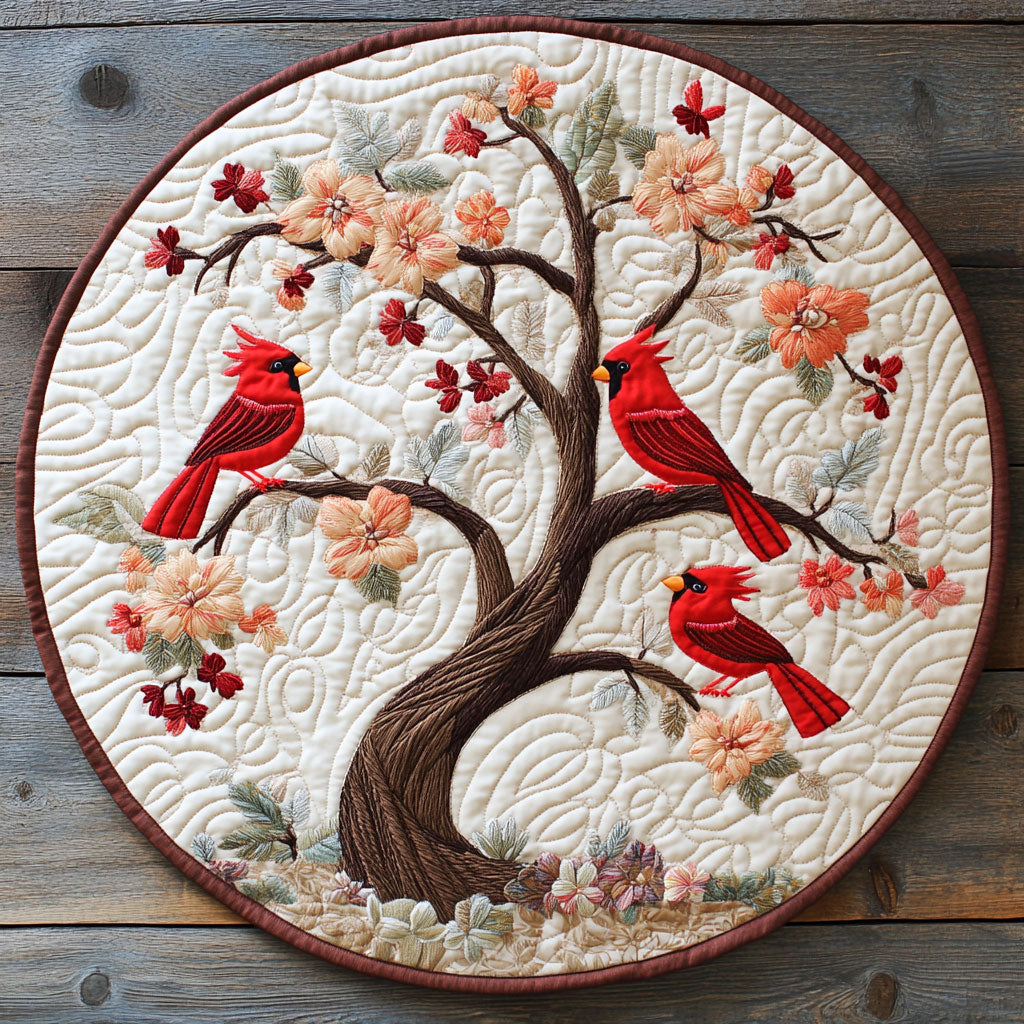 Cardinal’s Secret Garden WU2003044CL Quilted Round Mat