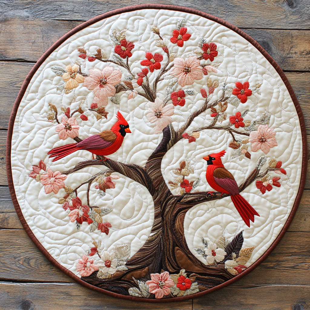 Cardinal’s Secret Garden WU2003045CL Quilted Round Mat