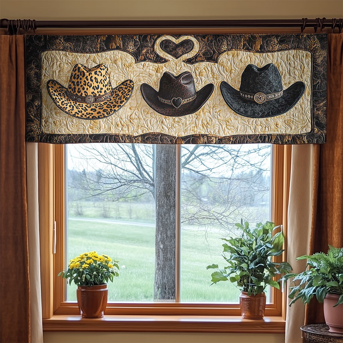 Snowy Cowboy Hat WN1505051CL Quilted Valance
