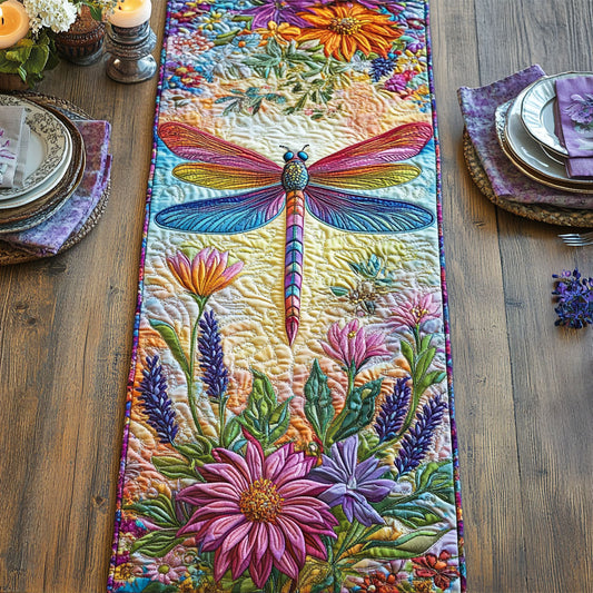 Floral Dragonfly CW1106016CL Quilted Table Runner