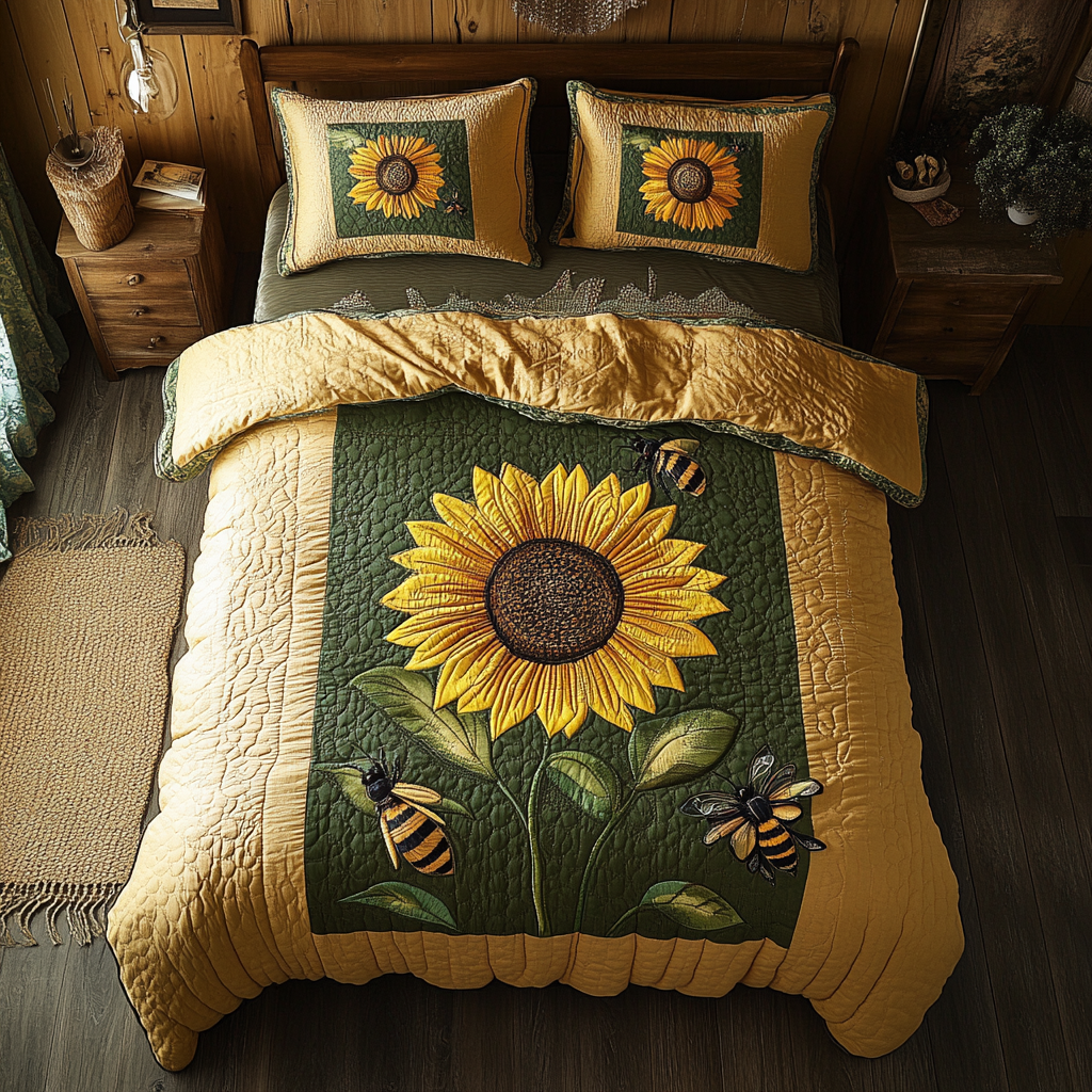 Sunflower And Bee WY1001084CL Duvet Cover Set