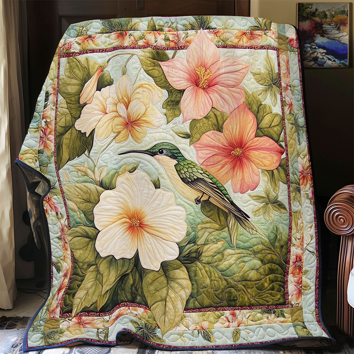Flower Hummingbird WY0301042CL Quilt
