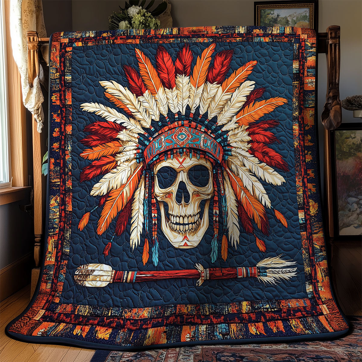 Feather Headdress Skull WY2301056CL Quilt