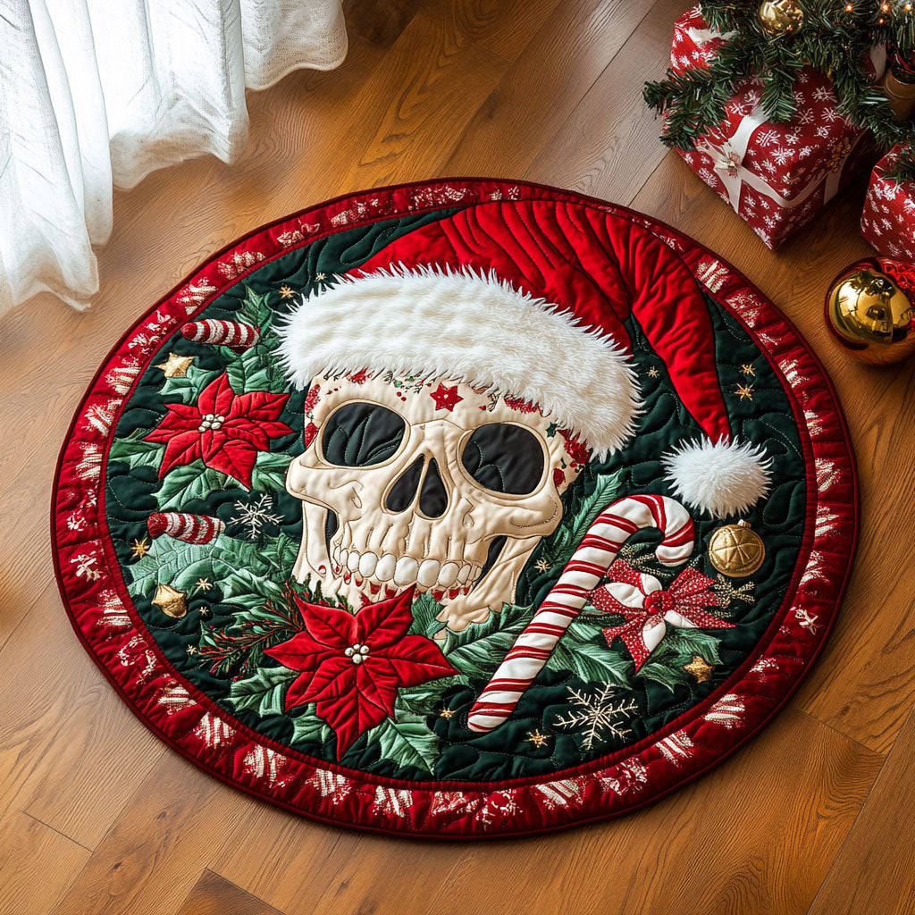 Cheerful Skullmas CP0810035CL Quilted Round Mat