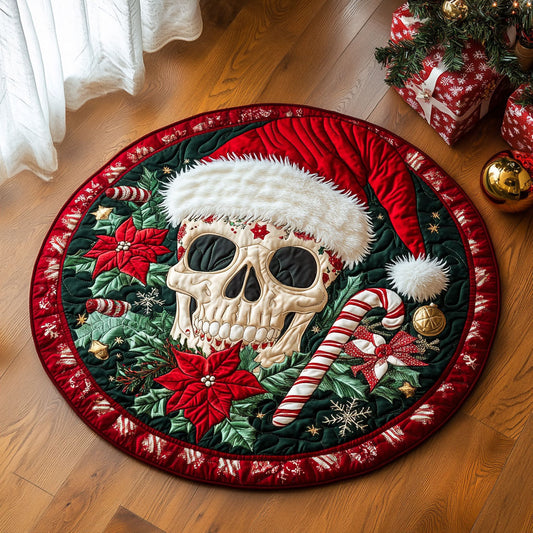 Cheerful Skullmas CP0810035CL Quilted Round Mat