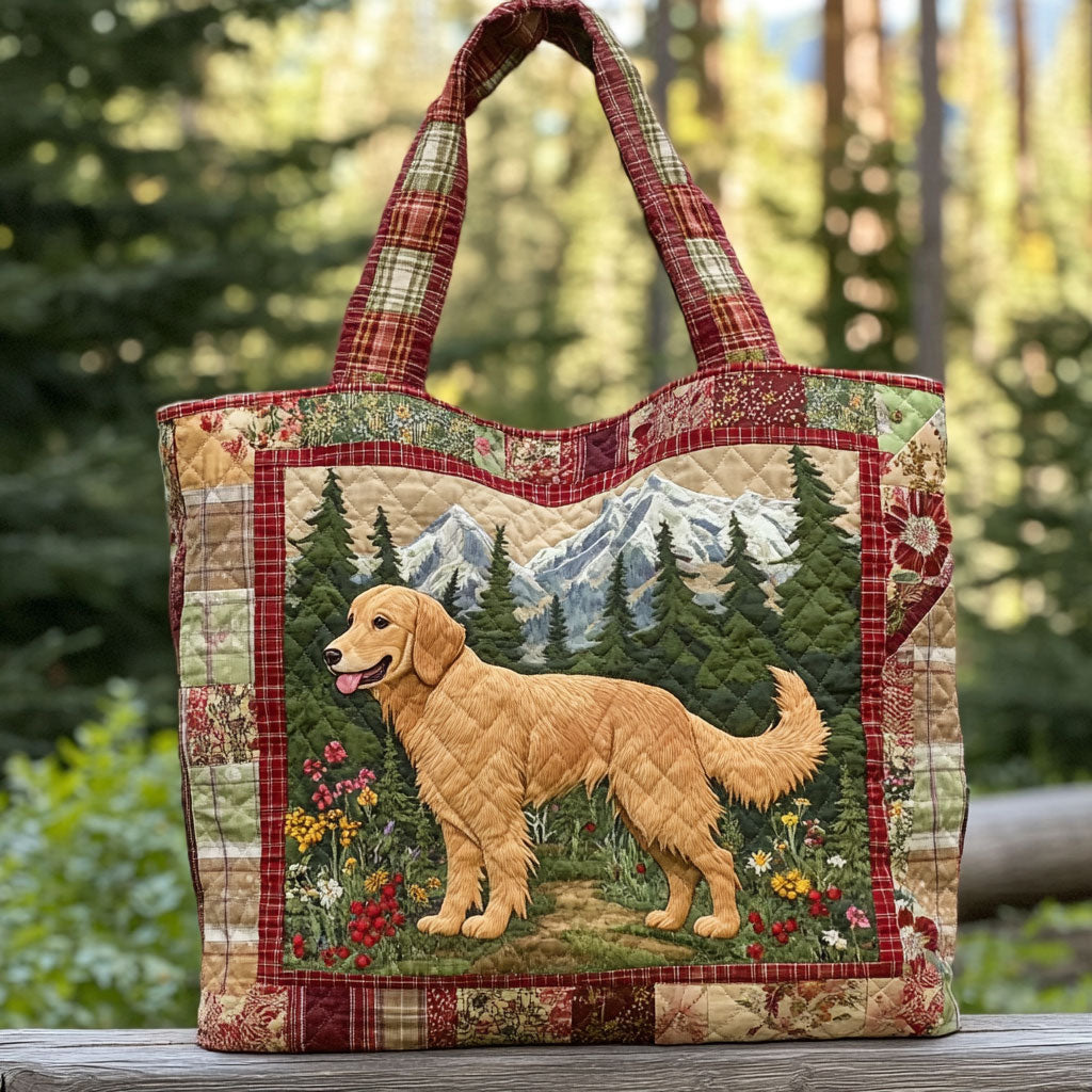 Santa’s Golden Retriever WN0611091CL Quilted Tote Bag