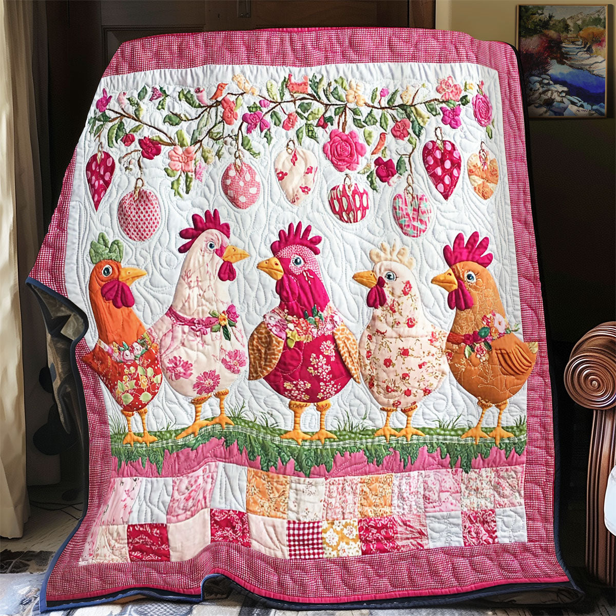 Hen In Valentine WY1701046CL Quilt
