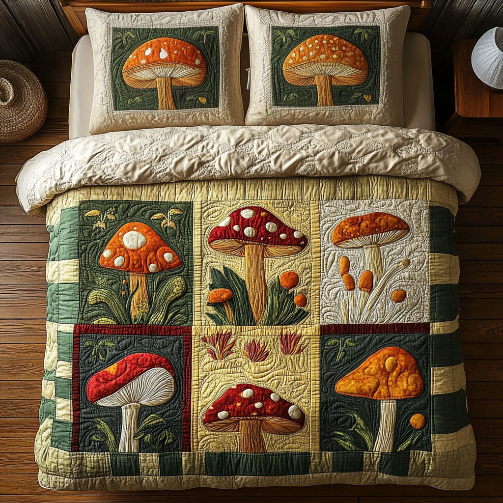 Whimsical Mushroom Patchwork WY0407049CL Duvet Cover Set
