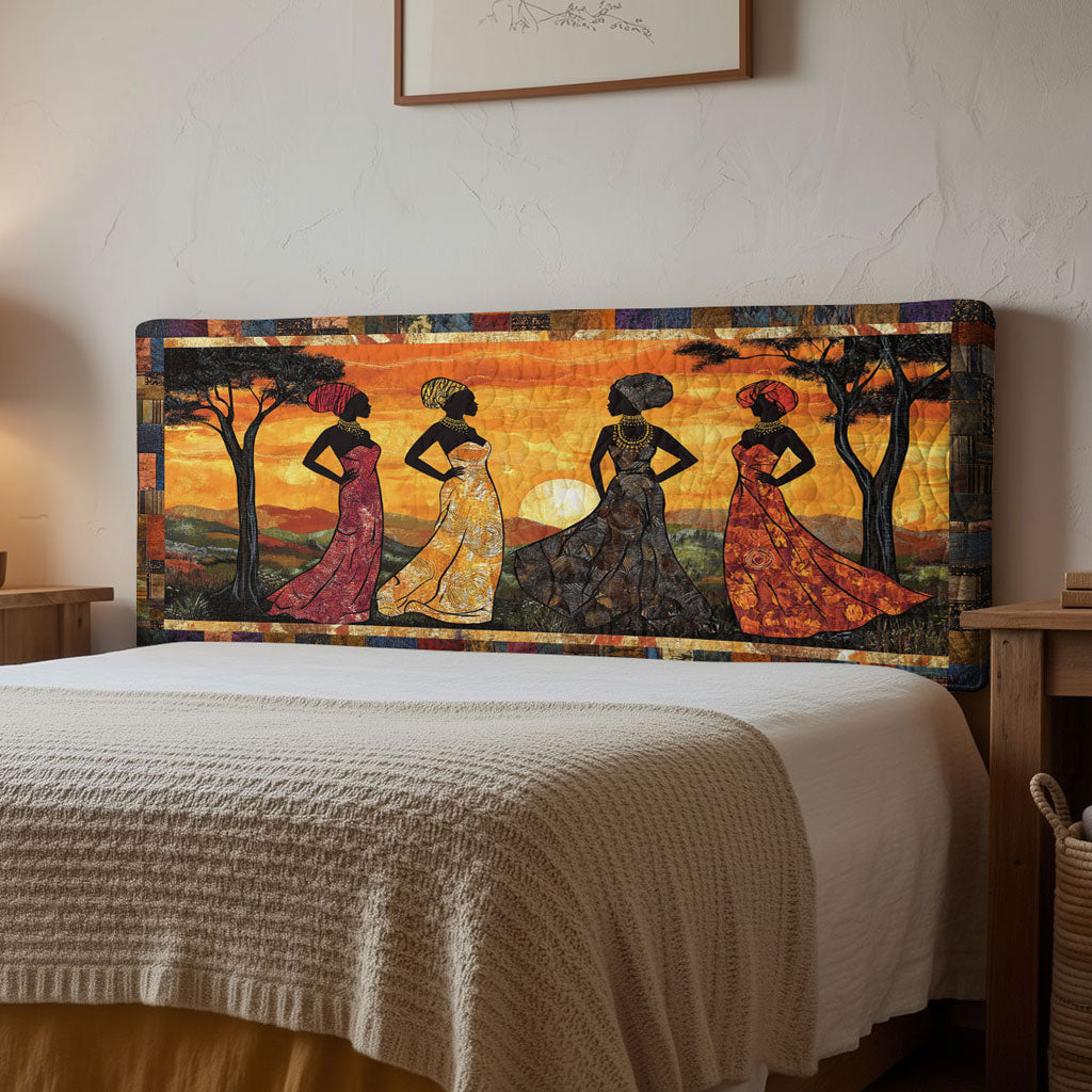 African Women Tribal Dawn WN1112138CL Quilted Headboard Slipcover