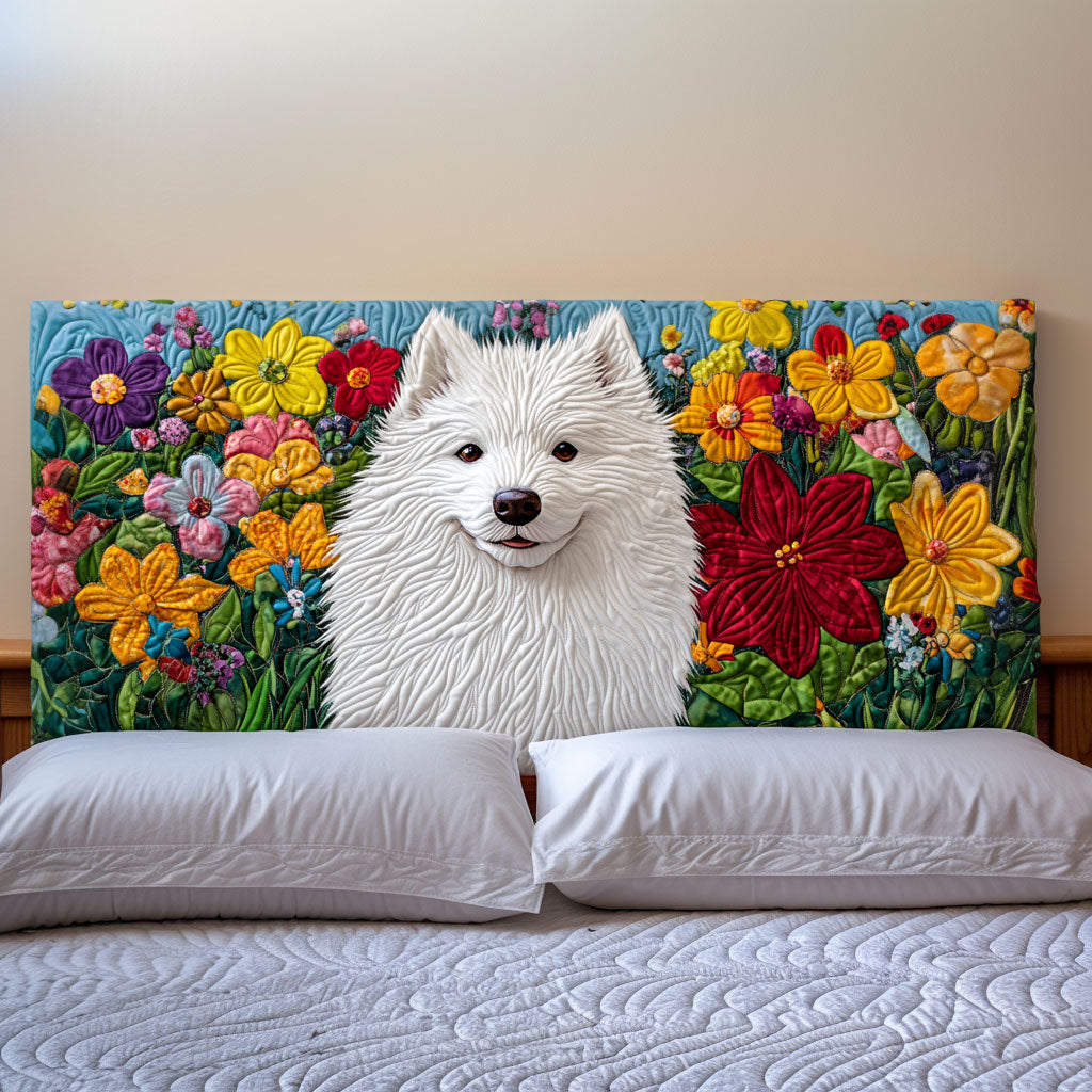 Samoyed Floral KL2412014CL Quilted Headboard Slipcover