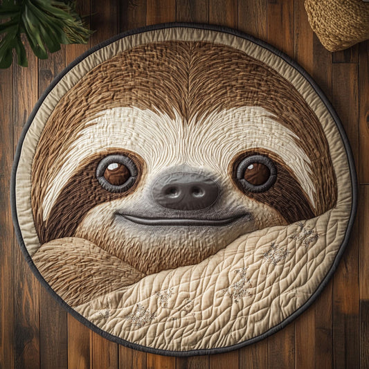 Charming Sloth CP1106028CL Quilted Round Mat