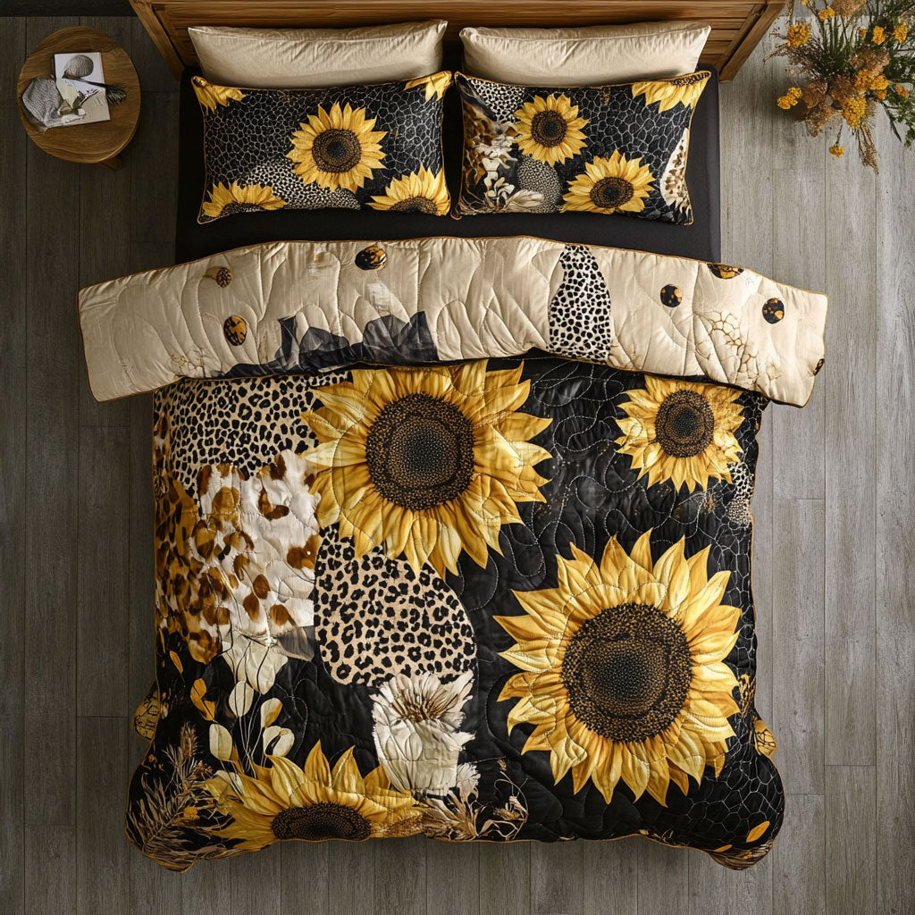 Cheetah Sunflower Patchwork WU0603045CL Duvet Cover Set