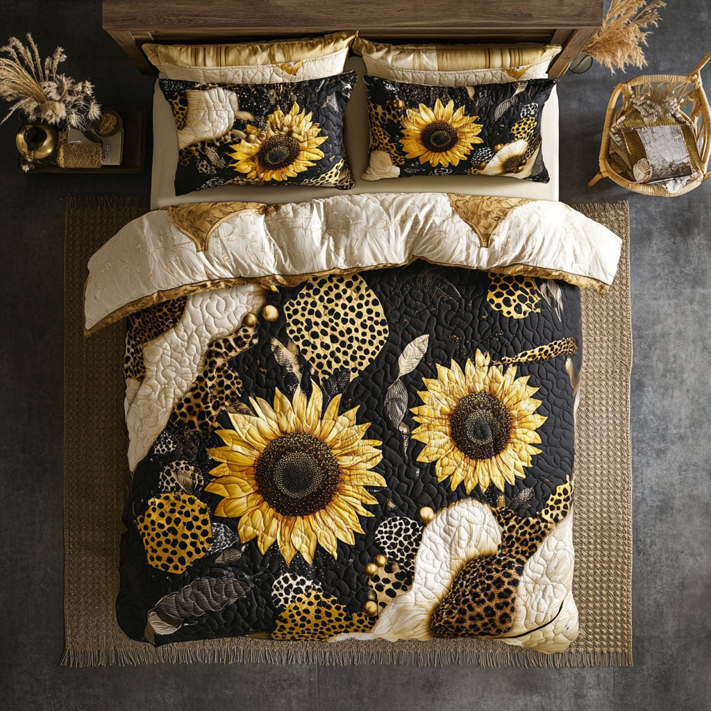 Cheetah Sunflower Patchwork WU0603047CL Duvet Cover Set