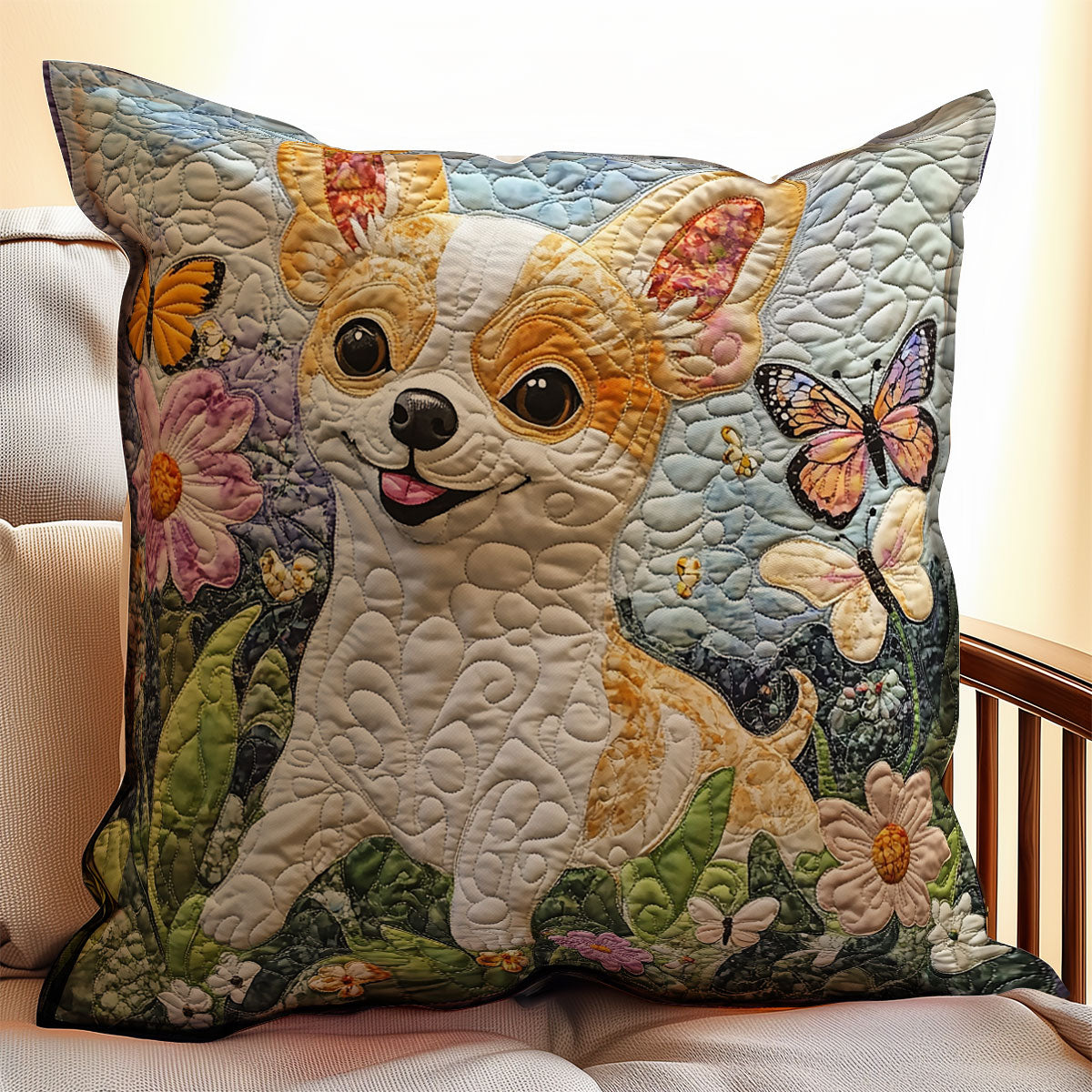 Chihuahua Butterfly WX2203060CL Quilt Pillow Case