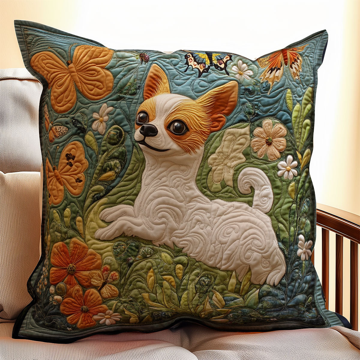 Chihuahua In Garden WX2203061CL Quilt Pillow Case