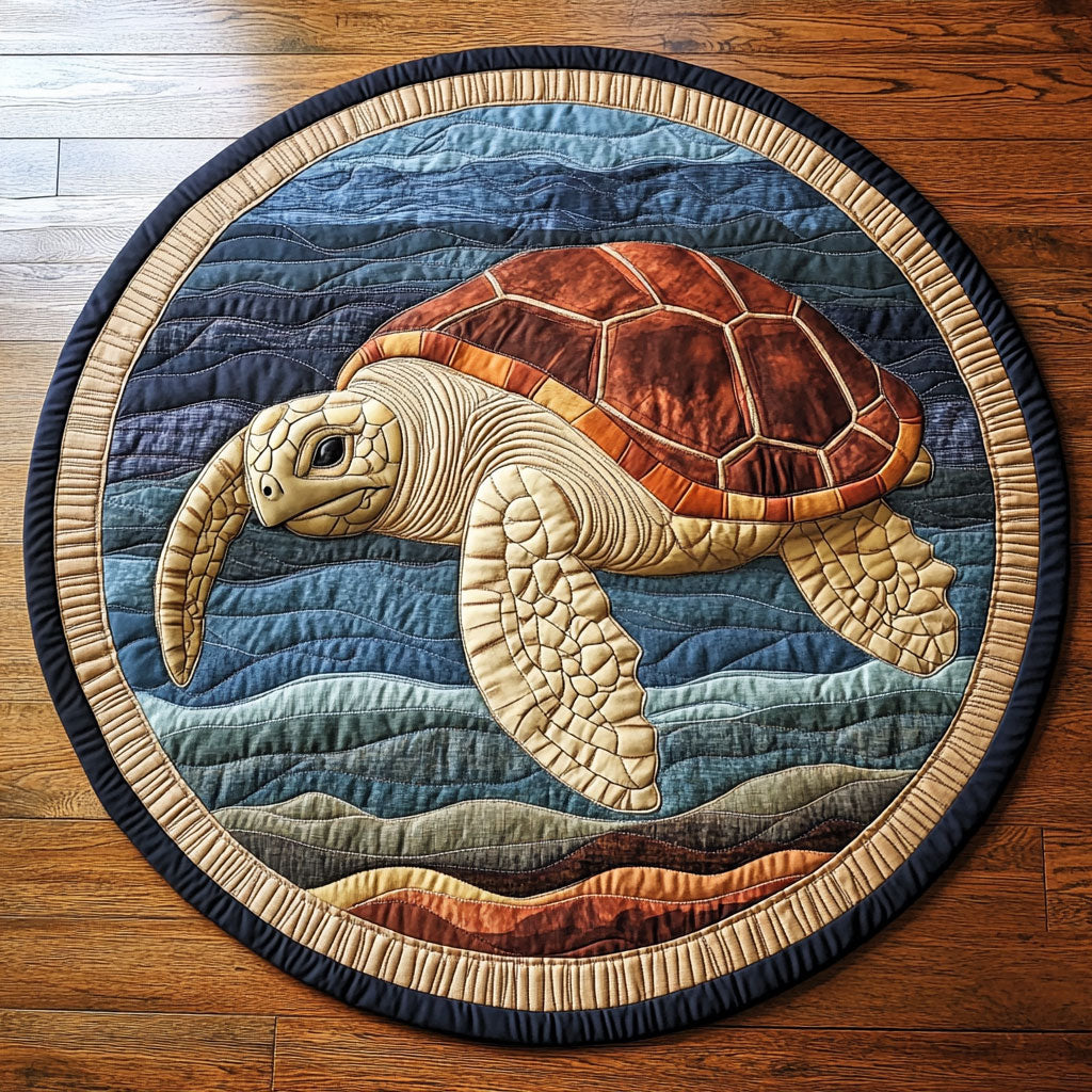 Coastal Drift Turtle CP2406008CL Quilted Round Mat