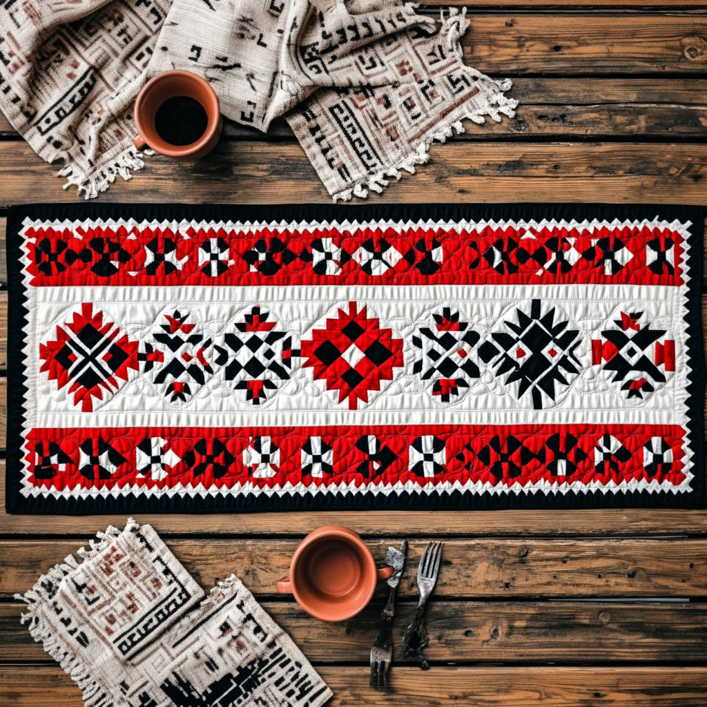 Crimson Compass Path CP1206004CL Quilted Table Runner