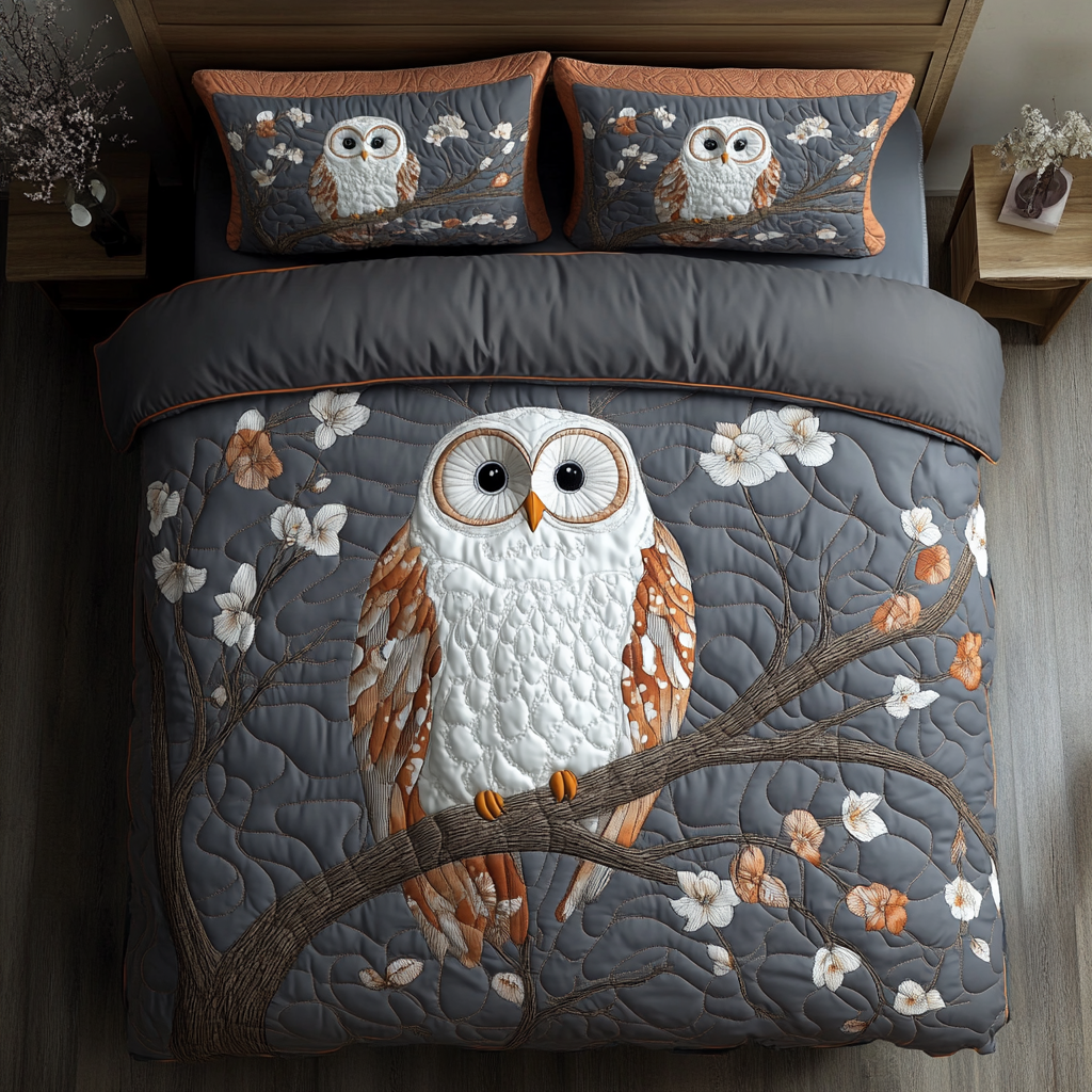 Cute White Owl XR2702003CL Duvet Cover Set