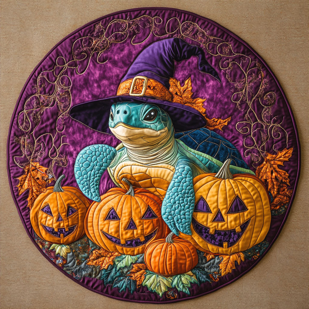 Pumpkin Turtle WN1308096CL Quilted Round Mat