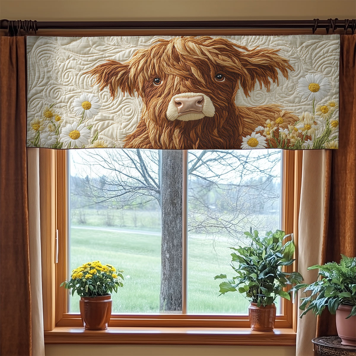 Highland Cow WX2203154CL Quilted Valance